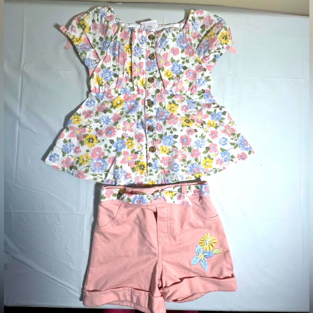 Little Lass-Girls Floral Top and Pink Shorts Set size 6